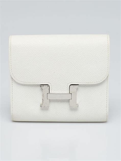 Hermes White Epsom Leather Palladium Plated Baby Pavane 